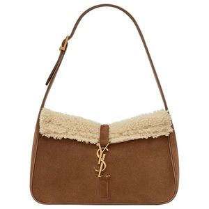 Saint Laurent YSL Le 5 a 7 Suede and Shearling Shoulder Bag
